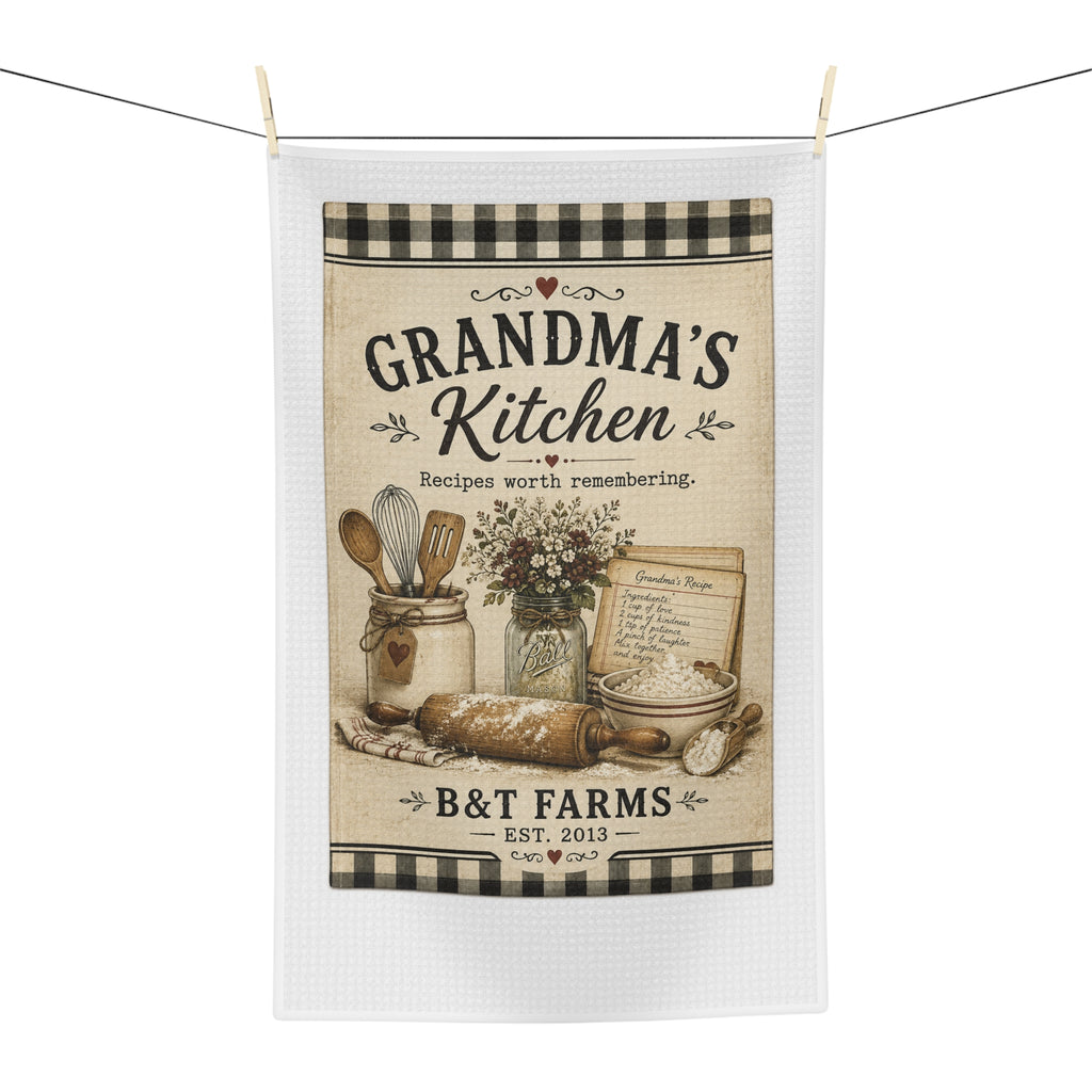 Grandma's Kitchen Microfiber Tea Towel – Vintage Farmhouse Recipe Tea Towel