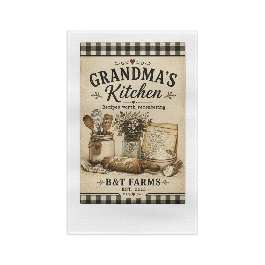 Grandma's Kitchen Microfiber Tea Towel – Vintage Farmhouse Recipe Tea Towel
