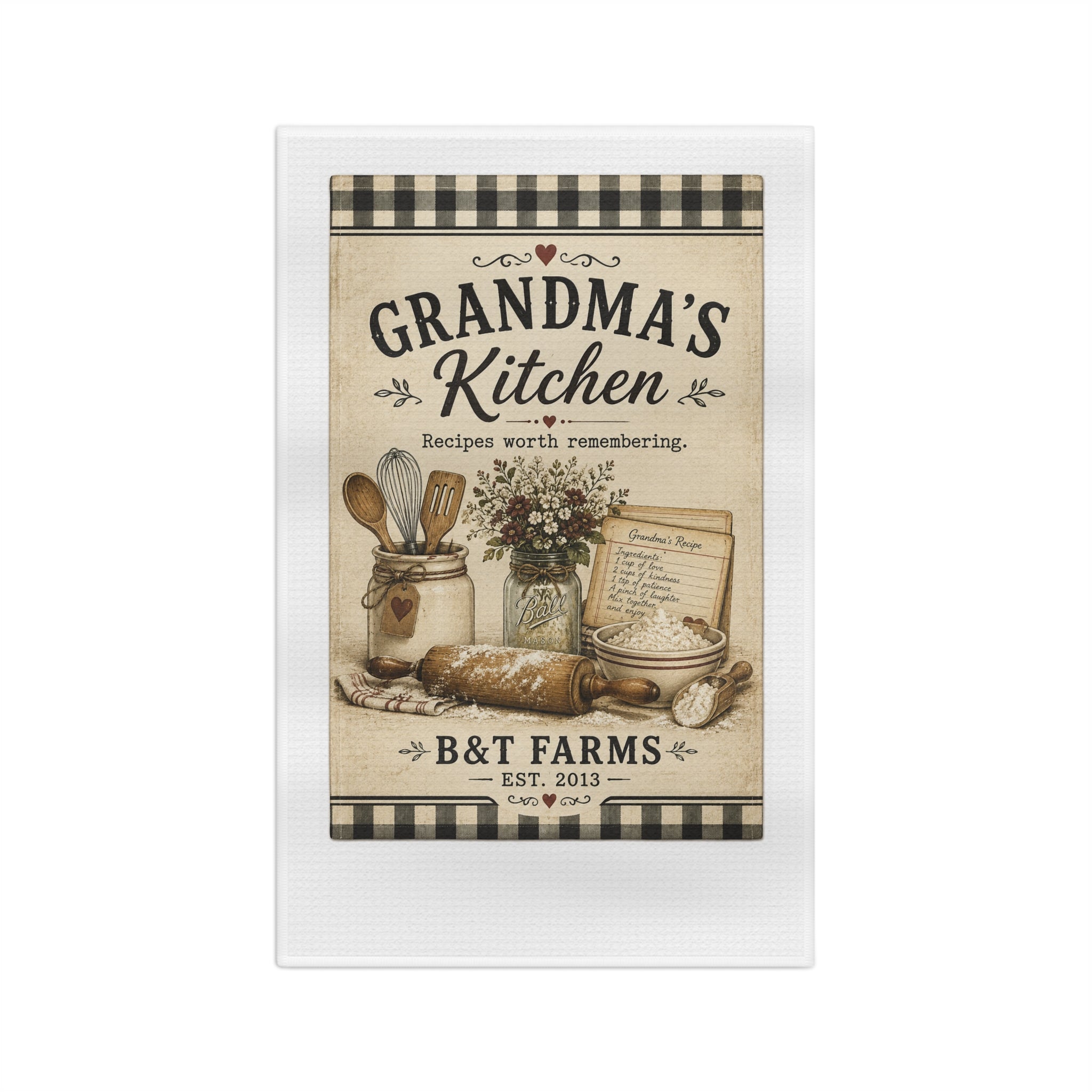 Grandma's Kitchen Microfiber Tea Towel – Vintage Farmhouse Recipe Tea Towel