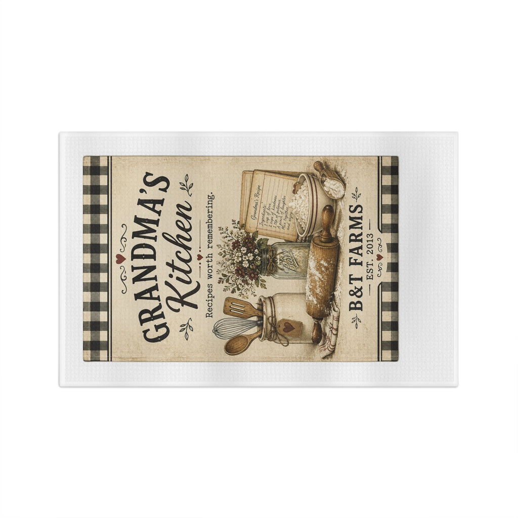 Grandma's Kitchen Microfiber Tea Towel – Vintage Farmhouse Recipe Tea Towel
