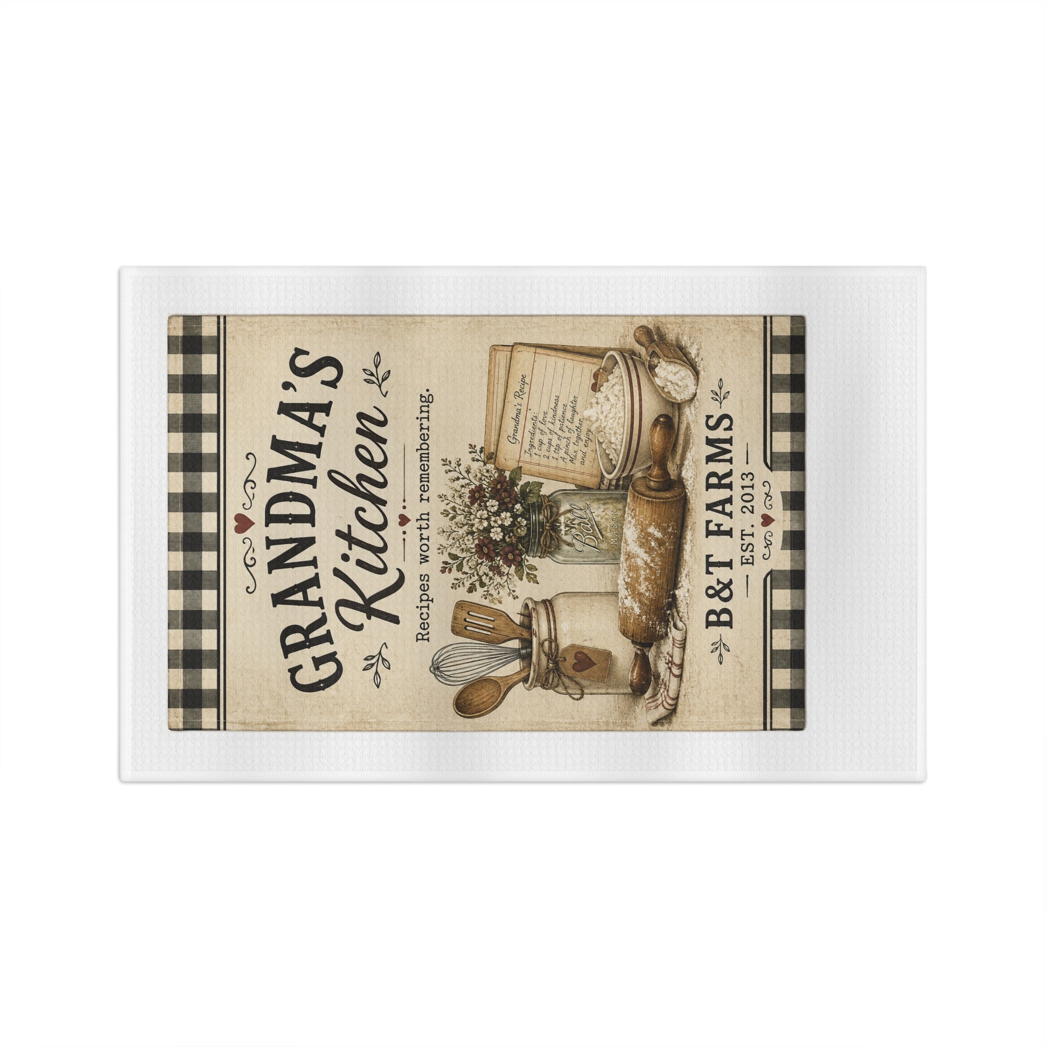 Grandma's Kitchen Microfiber Tea Towel – Vintage Farmhouse Recipe Tea Towel